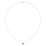 Cushion Cut Ruby & Diamond Birthstone Necklace In 14K Rose Gold