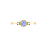 Cushion Cut Tanzanite & Diamond Birthstone Ring In 14K Yellow Gold