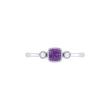 Cushion Cut Amethyst & Diamond Birthstone Ring in 14K White Gold