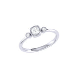 Cushion Cut Diamond Birthstone Ring In 14K White Gold