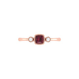 Cushion Cut Ruby & Diamond Birthstone Ring In 14K Rose Gold