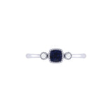 Cushion Cut Sapphire & Diamond Birthstone Ring In 14K White Gold