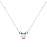 Emerald Cut Opal & Diamond Birthstone Necklace In 14K Rose Gold