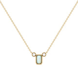Emerald Cut Opal & Diamond Birthstone Necklace In 14K Yellow Gold
