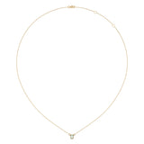 Emerald Cut Opal & Diamond Birthstone Necklace In 14K Yellow Gold