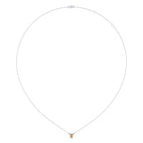 Emerald Cut Citrine & Diamond Birthstone Necklace In 14K White Gold