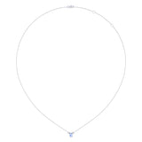 Emerald Cut Tanzanite & Diamond Birthstone Necklace In 14K White Gold