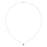 Emerald Cut Amethyst & Diamond Birthstone Necklace In 14K Rose Gold