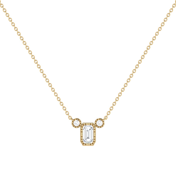 Emerald Cut Diamond Birthstone Necklace In 14K Yellow Gold