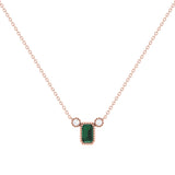 Emerald Cut Emerald & Diamond Birthstone Necklace In 14K Rose Gold