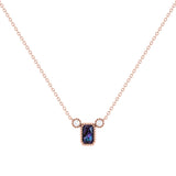 Emerald Cut Alexandrite & Diamond Birthstone Necklace In 14K Rose Gold