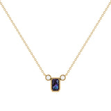 Emerald Cut Alexandrite & Diamond Birthstone Necklace In 14K Yellow Gold