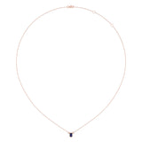 Emerald Cut Sapphire & Diamond Birthstone Necklace In 14K Rose Gold
