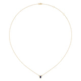 Emerald Cut Sapphire & Diamond Birthstone Necklace In 14K Yellow Gold
