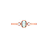 Emerald Cut Opal & Diamond Birthstone Ring In 14K Rose Gold