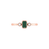 Emerald Cut Emerald & Diamond Birthstone Ring In 14K Rose Gold