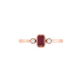 Emerald Cut Ruby & Diamond Birthstone Ring In 14K Rose Gold