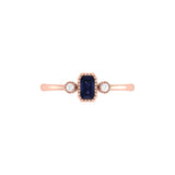 Emerald Cut Sapphire & Diamond Birthstone Ring In 14K Rose Gold