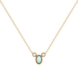 Oval Cut Opal & Diamond Birthstone Necklace In 14K Yellow Gold