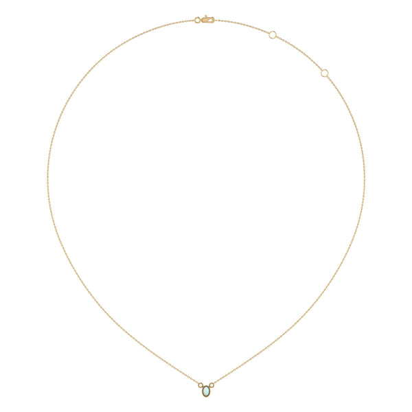 Oval Cut Opal & Diamond Birthstone Necklace In 14K Yellow Gold
