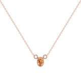 Oval Cut Citrine & Diamond Birthstone Necklace In 14K Rose Gold