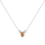 Oval Cut Citrine & Diamond Birthstone Necklace In 14K White Gold