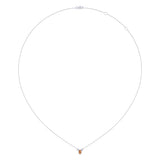 Oval Cut Citrine & Diamond Birthstone Necklace In 14K White Gold