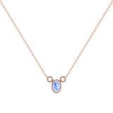 Oval Cut Tanzanite & Diamond Birthstone Necklace In 14K Rose Gold