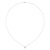 Oval Cut Tanzanite & Diamond Birthstone Necklace In 14K Rose Gold