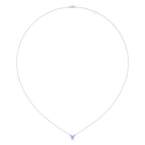 Oval Cut Tanzanite & Diamond Birthstone Necklace In 14K White Gold