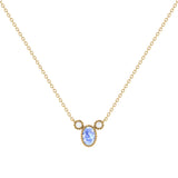 Oval Cut Tanzanite & Diamond Birthstone Necklace In 14K Yellow Gold