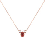 Oval Cut Garnet & Diamond Birthstone Necklace In 14K Rose Gold