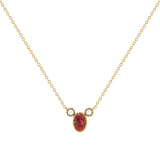 Oval Cut Garnet & Diamond Birthstone Necklace In 14K Yellow Gold