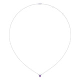 Oval Cut Amethyst & Diamond Birthstone Necklace In 14K White Gold