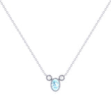 Oval Cut Aquamarine & Diamond Birthstone Necklace In 14K White Gold