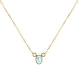 Oval Cut Aquamarine & Diamond Birthstone Necklace In 14K Yellow Gold