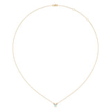 Oval Cut Aquamarine & Diamond Birthstone Necklace In 14K Yellow Gold