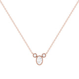 Oval Cut Diamond Birthstone Necklace In 14K Rose Gold