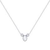 Oval Cut Diamond Birthstone Necklace In 14K White Gold