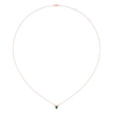 Oval Cut Emerald & Diamond Birthstone Necklace In 14K Rose Gold
