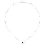 Oval Cut Emerald & Diamond Birthstone Necklace In 14K White Gold