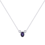 Oval Cut Alexandrite & Diamond Birthstone Necklace In 14K White Gold