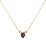 Oval Cut Alexandrite & Diamond Birthstone Necklace In 14K Yellow Gold