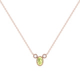 Oval Cut Peridot & Diamond Birthstone Necklace In 14K Rose Gold