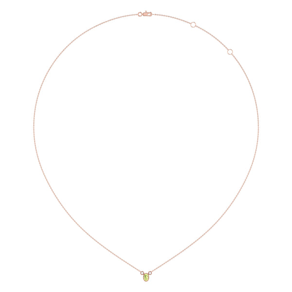 Oval Cut Peridot & Diamond Birthstone Necklace In 14K Rose Gold
