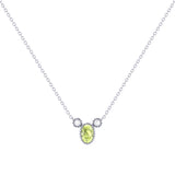 Oval Cut Peridot & Diamond Birthstone Necklace In 14K White Gold