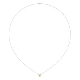 Oval Cut Peridot & Diamond Birthstone Necklace In 14K White Gold