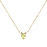 Oval Cut Peridot & Diamond Birthstone Necklace In 14K Yellow Gold