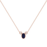 Oval Cut Sapphire & Diamond Birthstone Necklace In 14K Rose Gold