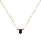 Oval Cut Sapphire & Diamond Birthstone Necklace In 14K Yellow Gold